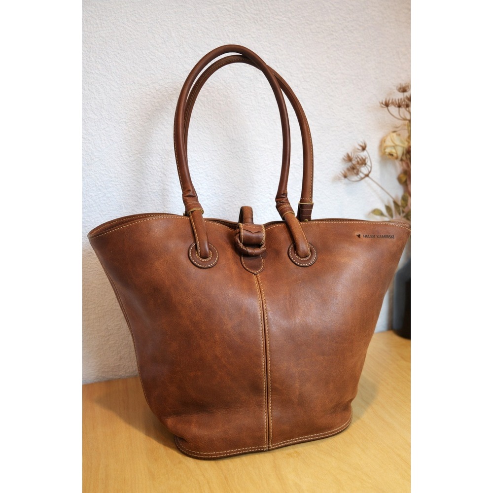 Helen Kaminski Full Grain Leather Tote Bag Thick Brown‎ Large Sydney Australia
